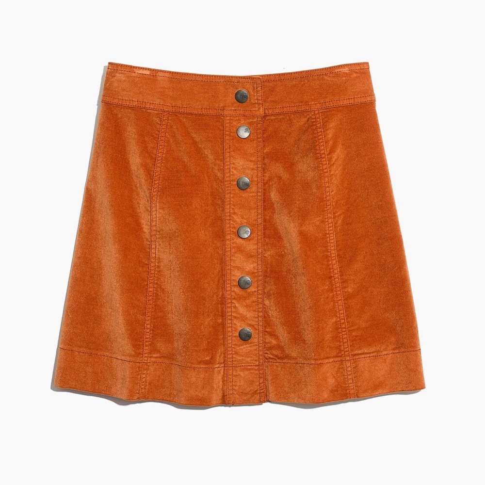 Madewell Snap Front Velvet Mini Skirt